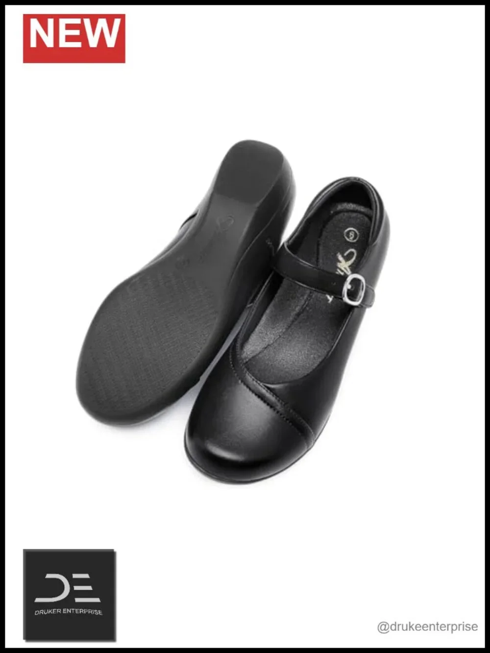 Women's Mary Jane Round Toe Flats PU Leather Hook & Loop